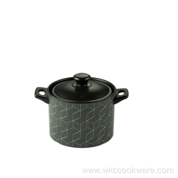 Black ceramic casserole dish with lid